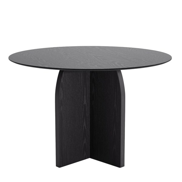Homeroots 45" Black Solid Wood Pedestal Base Round Top Dining Table 712167 - main