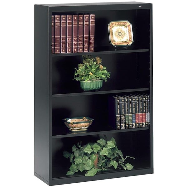 Tennsco 4-Shelf Stationary Bookcase, 52"x34-1/2" Black B-53BK - main