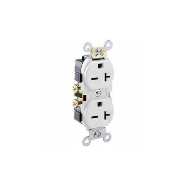 Leviton Rcptcl, 20A, 250VAC, Wht, Thrmplstc, PK1 5822-WCP - main