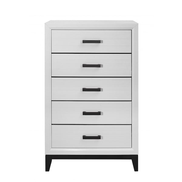 Homeroots 31" White Wood Five Drawer Standard Chest 478638 - main
