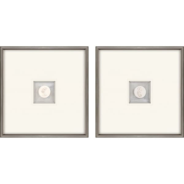 Homeroots Set Of Two Coastal Intaglio III Silver Framed Print Wall Art, 2PK 526072 - main