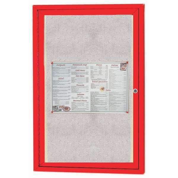 Aarco Enclosed Indoor/Outdoor Bulletin Board Satin Anodized Aluminum 24"x18" ODCC2418R - main
