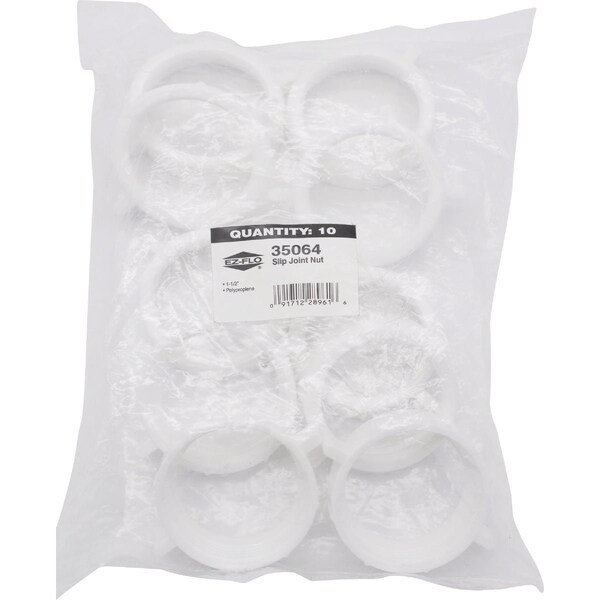 Ez-Flo Eastman EZ-FLO 1-1/2'' Wht Plastic Slip Joint Nut, 10PK 35064 - main