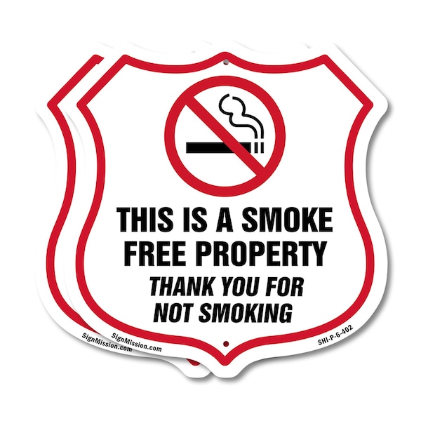 Signmission No Smoking Shield Sign This Is A Smoke F, 6 inch X 6 inch, Plastic Sign, 2PK SHI-P-2PACK-6-402 - main