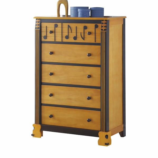 Homeroots 18" X 33" X 48" Honey Oak Espresso Wood Chest 347199 - main