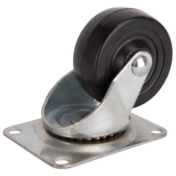 Prosource Swivel Caster, 3 in Dia Wheel, 1.23 in W Wheel, Rubber Wheel, Black, 210 lb, Steel Housing Material JC-H07 - main