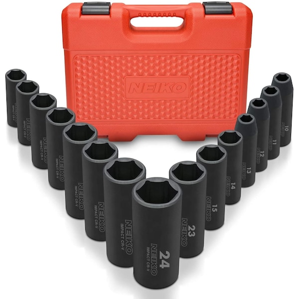 Neiko 0.5 in Dr. Impact Socket Set, Metric, Deep 02474A - main