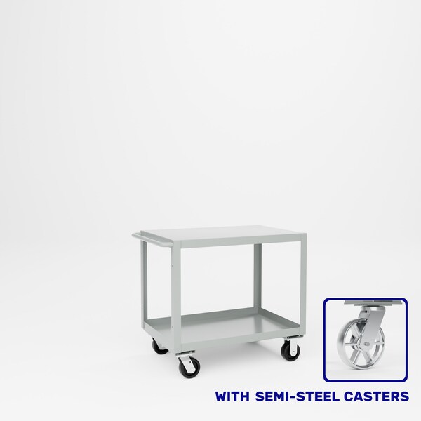 Pucel Heavy Duty Shop Truck, 36 in W x 24 in D x 33.5 in H, Two Shelves, Push Handle, Gray 2436-DT-2S - main
