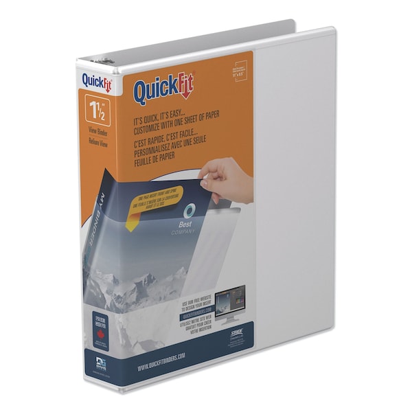 Stride QuickFit Round-Ring View Binder, 3 Rings, 1.5in Capacity, 11 x 8.5, White STW88020 - main