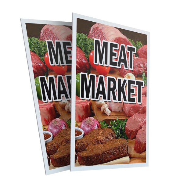 Signmission Meat Market, Plastic Signs Only 24 Inch x 36 Inch, Corrugated Plastic, 2PK CSB-2436-2PACK-Meat Market - main