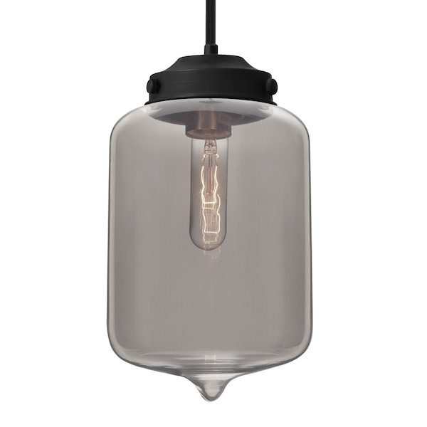 Besa Lighting Besa Olin Pendant, Smoke, Black Finish, 1x 60W MAX E26 Base 1TT-OLINSM-BK - main