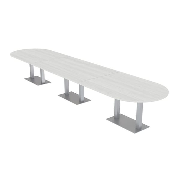Skutchi Designs Racetrack Conference Table With Power Unit, 48 in W, 216 in L, White HAR-RAC-48X216-DOU-WA7976-NA - main