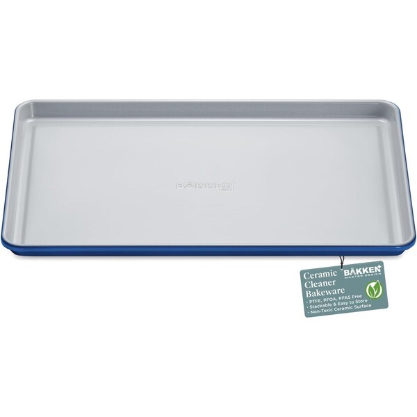 Bakken-Swiss Premium Sheet Pan Set, Blue, Teal, Marble, Golden, Cream, Aluminized Steel, Non-Toxic SBKCRSTBKBULSHT - main