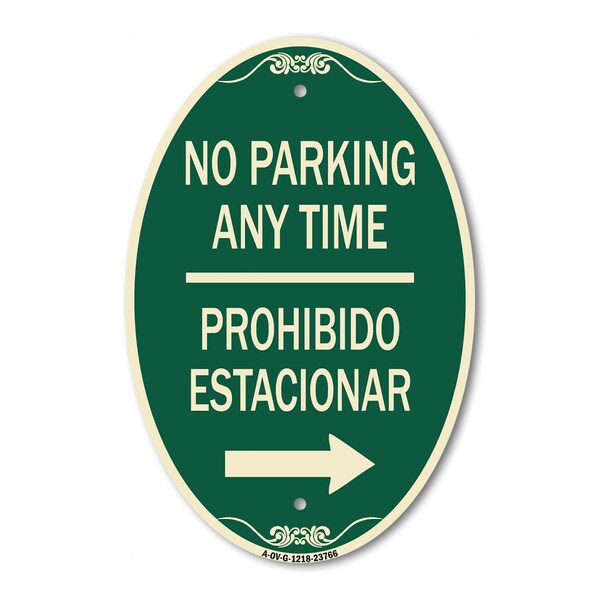Signmission No Parking Anytime Prohibido Estacionar With, 12 In X 18 In Architectural, Heavy Gauge Aluminum A-OV-G-1218-23766 - main