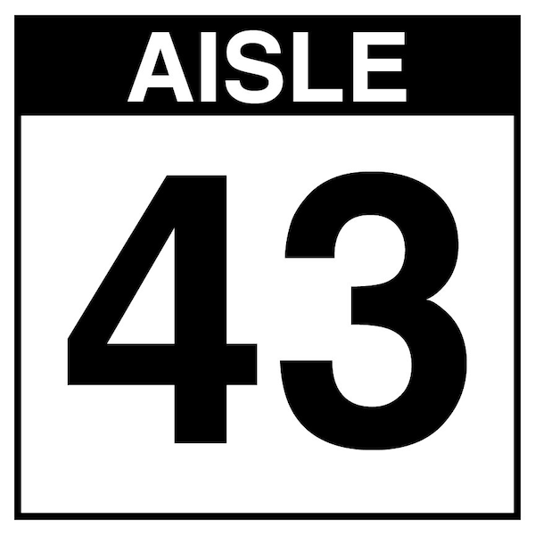 5S Supplies Warehouse Aisle 43 Sign - 8in x 8in - SINGLE - NONE - PVC AISLE43-8X8-SINGLE-NONE - main