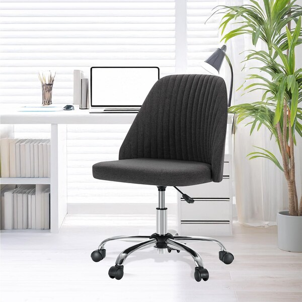 Yssoa Simple Deluxe Armless Office Desk Chair, Modern Cute Swivel Vanity Chair Comfy Home Office Chairs w 3A88HKCHAIROFFICEDGY01 - main