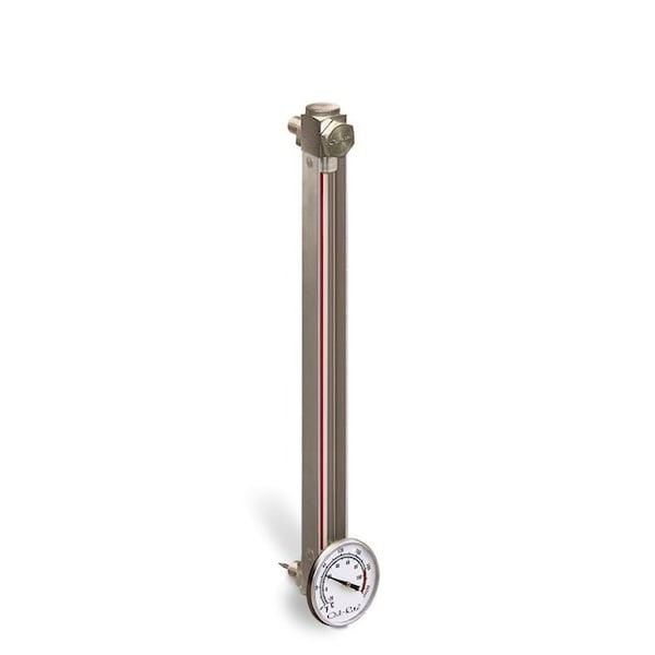 Oil-Rite Steel Liquid Gauge w/Dial Thermometer w/Straight Threads and Buna-N Seals - 10in., 1/2in.-20 w/Nuts B1559-21000BB1W - main