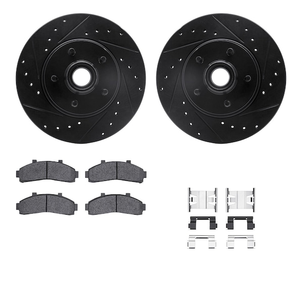 Dynamic Friction Co DFC Brake Rotor Drilled & Slotted - Black- w/Ultimate Duty Brake Pad & HW Kit 8412-54029 - main