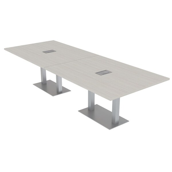 Skutchi Designs Rectangle Conference Table With Power Unit, 48 in W, 144 in L, Ivory HAR-REC-48X144-DOU-K458-ESIL - main