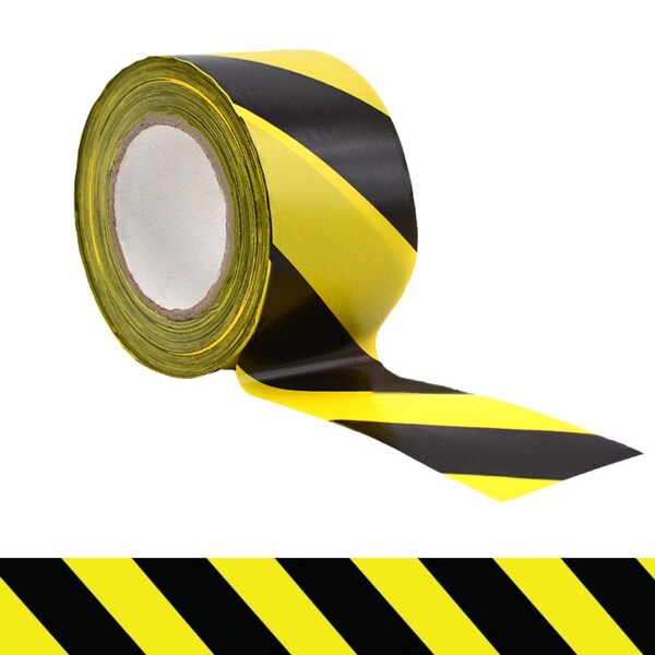 Wod Tape Barricade Tape, Black and Yellow, 3 inch Wide x Polyethylene, 3 mil WOD BRC-BY-03000-8-1000-BY - main