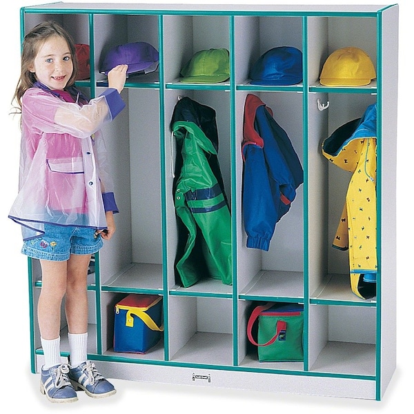 Jonti-Craft Rainbow Accents 5 Section Coat Locker, Teal 2681JCWW005 - main