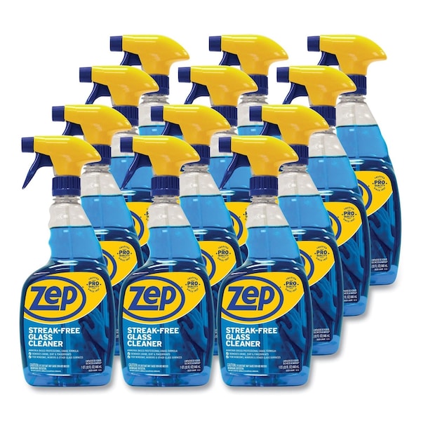 Zep Liquid Glass Cleaner, Pleasant Scent, Trigger Spray Bottle, 12 PK ZU112032 - main