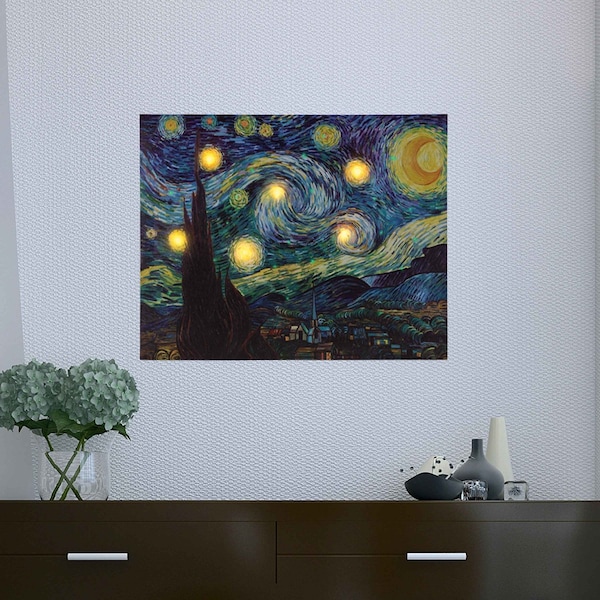Lavish Home Lighted Wall Art Canvas With Timer Van Gogh Starry Night Printed Decor with LED And Lights, 12x16 80-LTCANVAS-2 - main