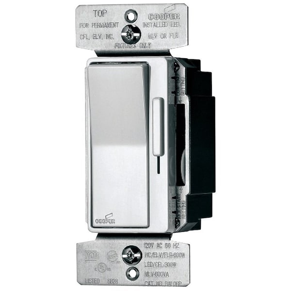 Eaton Wiring Devices Wiring Devices Decorator Dimmer, 120 V, 300 W, CFL, Halogen, Incandescent, LED Lamp, 3-Way DUL06P-C2-KB-L - main