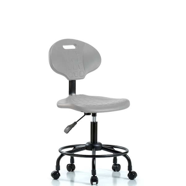 Blue Ridge Ergonomics Erie Polyurethane Chair - Desk Height with Round Tube Base & Casters in Gray Polyurethane TPDHCH-RT-A0-RC-GRY - main