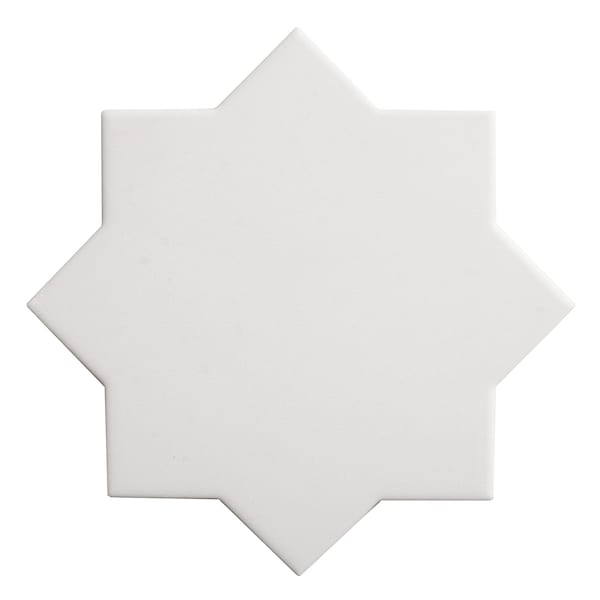 Apollo Tile Seville 7 x 7 in. Matte Pure White Porcelain Star Wall and Floor Tile 5.31 sq ft/case, 34PK TNG88STRWHTA - main
