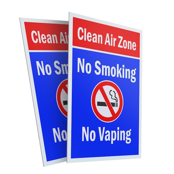 Signmission Clean Air Zone No Smoking No Vaping, Plastic Signs Only 24 Inch x 36 Inch, Corrugated Plastic, 2PK CSB-2436-2PACK-CleanAirZoneNoSmokingNoVa - main