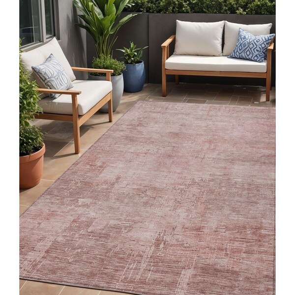 Homeroots 5' X 8' Blush And Pink Abstract Washable Indoor Outdoor Area Rug 616221 - main