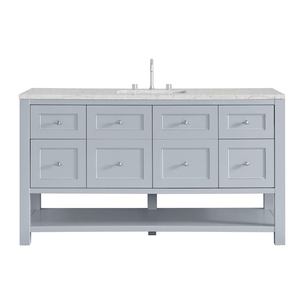 James Martin Vanities Breckenridge 60 in. Single Vanity, Serenity Blue, w/ 3 CM Eternal Jasmine Pearl Quartz Top 330-V60S-SRB-3EJP - main