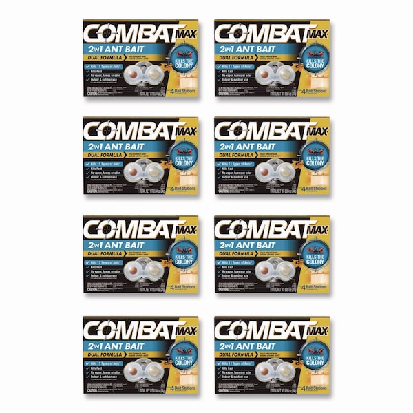 Combat Max 2-in-1 Ant Bait, 4/Pack, 8 Packs/Carton, 8PK 23400 07172 - main
