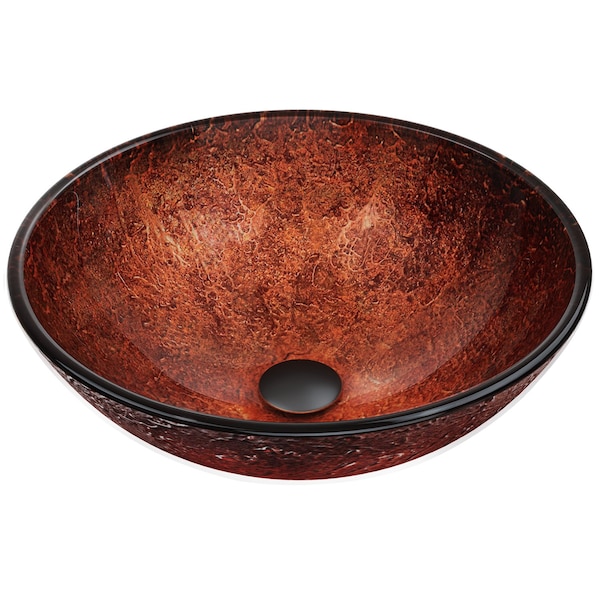 Vigo Giovanni Copper Glass 17 in. L x 17 in. W x 6 in. H Round Vessel Bathroom Sink VG07028 - main