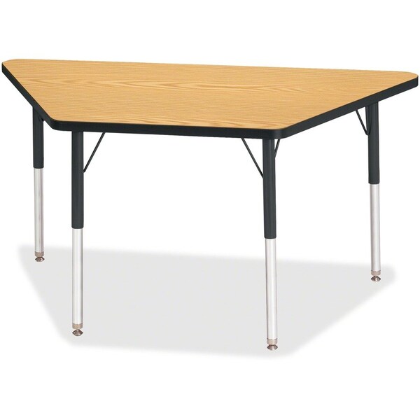 Jonti-Craft Berries Trapezoid Activity Tables, 24 in. x 48 in., A-height, Oak/Black/Black 6438JCA210 - main