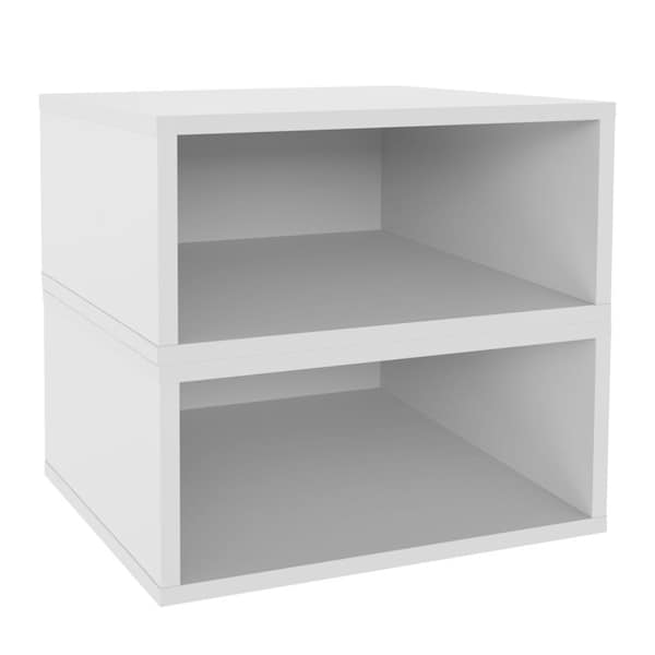Regency Niche Cubo Half Size Wood Stackable Storage Bookcase Shelf Organizer Cube- Snow White, 2PK NCBO72PKSN - main
