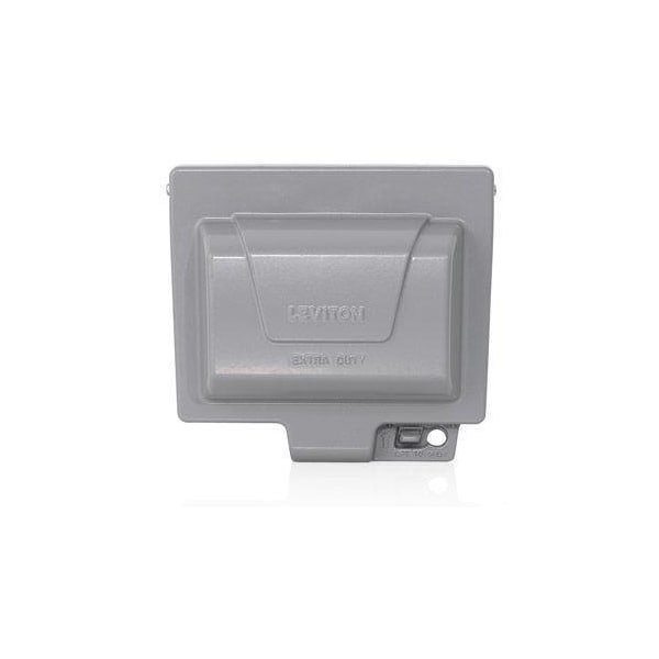 Leviton Weatherproof Cover, Outlet Box Type, 1 Gang, Aluminum, GFCI Duplex Receptacle Cover Type IUM1H-GY - main