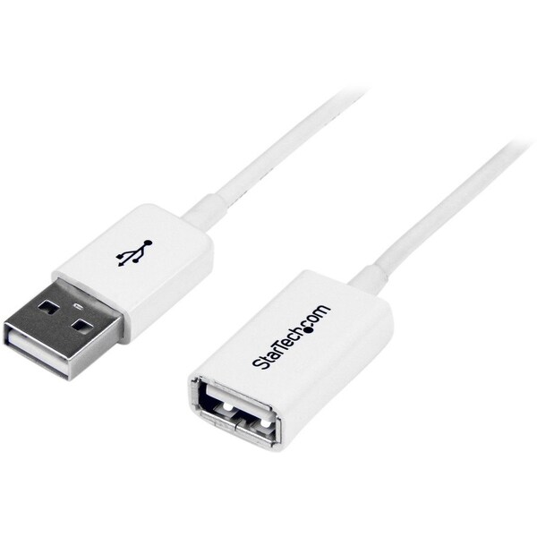 Startech.Com 1m White USB 2.0 Extension Cable Cord - A to A - USB Male to Female Cable - 1x USB A M, 1x USB A USBEXTPAA1MW - main