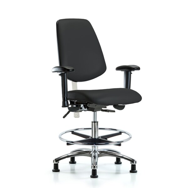 Blue Ridge Ergonomics Clean Room Chair Vin Med Ben Chair, Med, Bk, Blk, CL100, Adjustable Arms, 22" to 29" Height, Vinyl BR-NCR-VMBCH-MB-CR-T0-A1-CF-RG-8540 - main