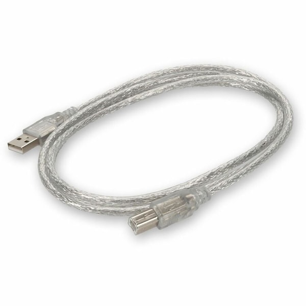 Add-On AddOn 6ft USB A 2.0 Male to USB B 2.0 Male Clear Cable USBEXTAB6CLR - main
