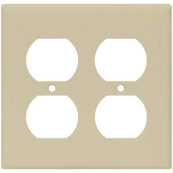 Arrow Hart Eaton Wiring Devices Receptacle Wallplate, 4-1/2 in L, 4-9/16 in W, 2 -Gang, Thermoset, Ivory 2150V-BOX - main