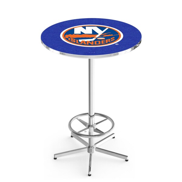 Holland Bar Stool Co 42" Chrome New York Islanders Pub Table, 36" dia. Top L216C4236NYIsln - main