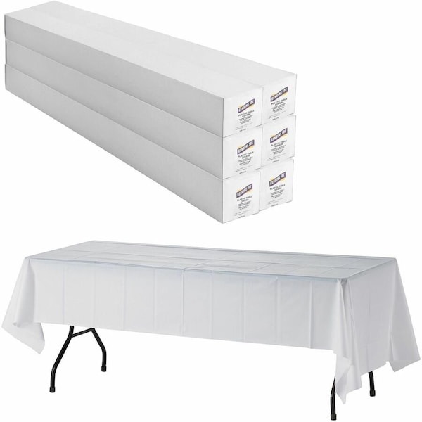 Genuine Joe Banquet Plastic Tablecovers - 300' x 40 White, 6PK GJO10324CT - main