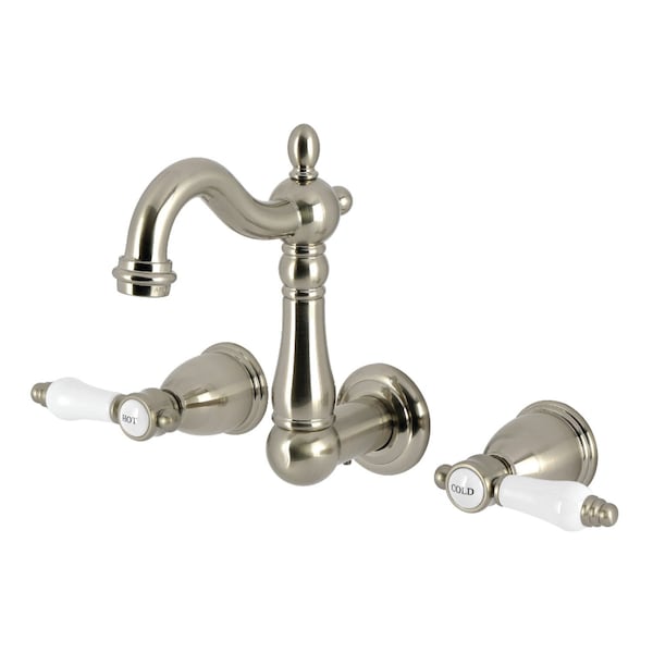 Kingston Brass Double-Handle Wall Mount Bathroom Faucet, Brushed Nickel KS1228BPL - main