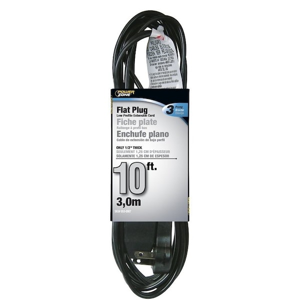 Powerzone SPT-2 Extension Cord, 16 AWG, Indoor, 16/3, 3 Outlets, 5-15R, Black, 5-15P, 10 ft OR932610 - main
