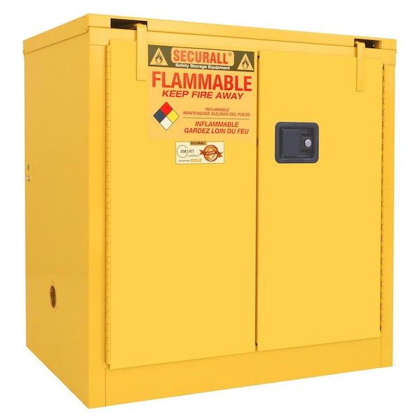 Securall Flammable Storage Cabinet, 30 Gallon, 1 Shelves, 36 in W x 37 in H x 24 in D, Yellow A331 - main