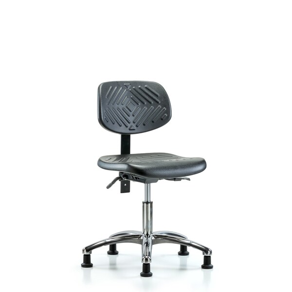 Blue Ridge Ergonomics Desk Chair Desk Chair, Polyurethane, Chrome Glides, No Arms, 17" to 22" Height, Black; Blue BR-PDHCH-CR-T0-A0-RG - main
