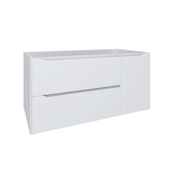 Homeroots 40" White Wood Floating Bathroom Vanity With White Sink And Two Drawers 624122 - main