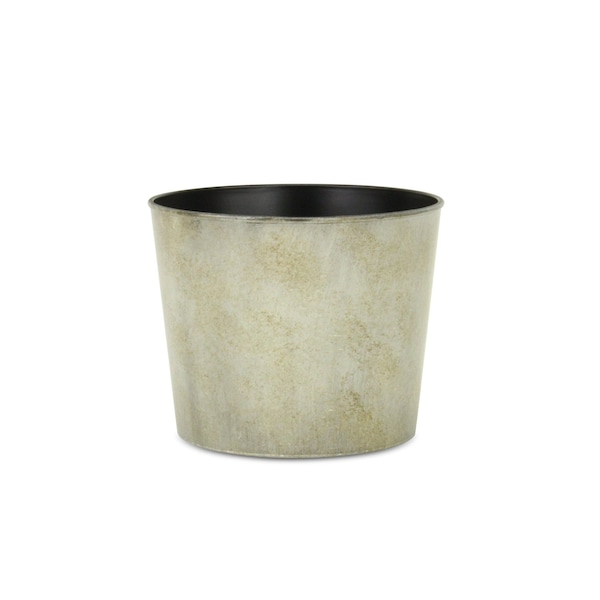 Homeroots 7in Gray Recycled Plastic Indoor Outdoor Round Pot Planter 488212 - main